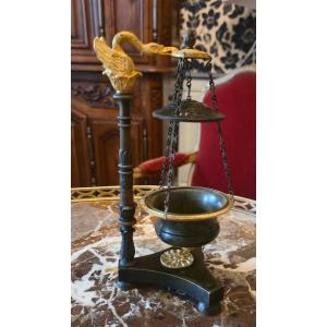 Empire Patinated Bronze And Gilt Bronze Nightlight, Early 19th Century.  