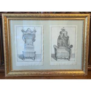 Pair Of Engraved Plates After Jean-charles Delafosse - Angel Bed And Italian Bed,