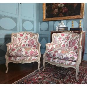 Pair Of Cabriolet Bergères In The Louis XV Style.  