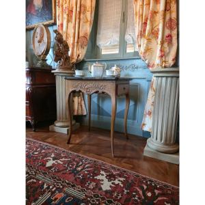 Louis XV Style Cabaret Table With Country Trophies, 19th Century.   