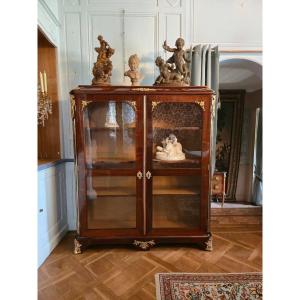 A Regency-style Three-quarter Bookcase In Rosewood Veneer, Altered In The 19th Century.