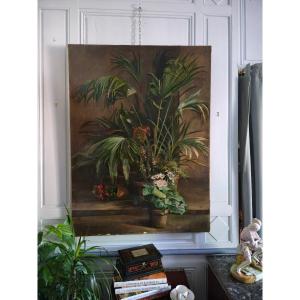 Winter Garden – Large Naturalistic Painting, Signed And Dated 1881.