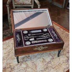Musical Sewing Box In The Shape Of A Miniature Spinet, Made In France, Circa 1820.