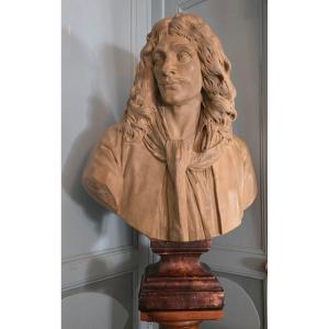 Molière, grand buste d'après le modèle créé par Jean-Antoine Houdon.