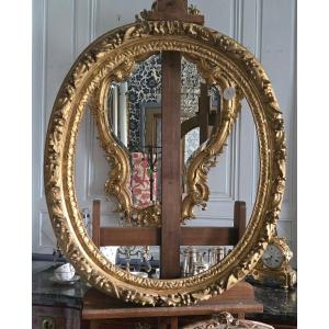 Oval Frame With Naturalistic Decoration Of Flowers, Fruits, And Foliage Louis XIII Period.