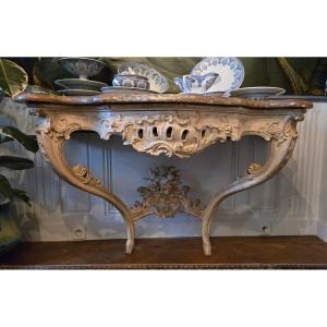 Grande console d'applique d'époque Louis XV en chêne sculpté.