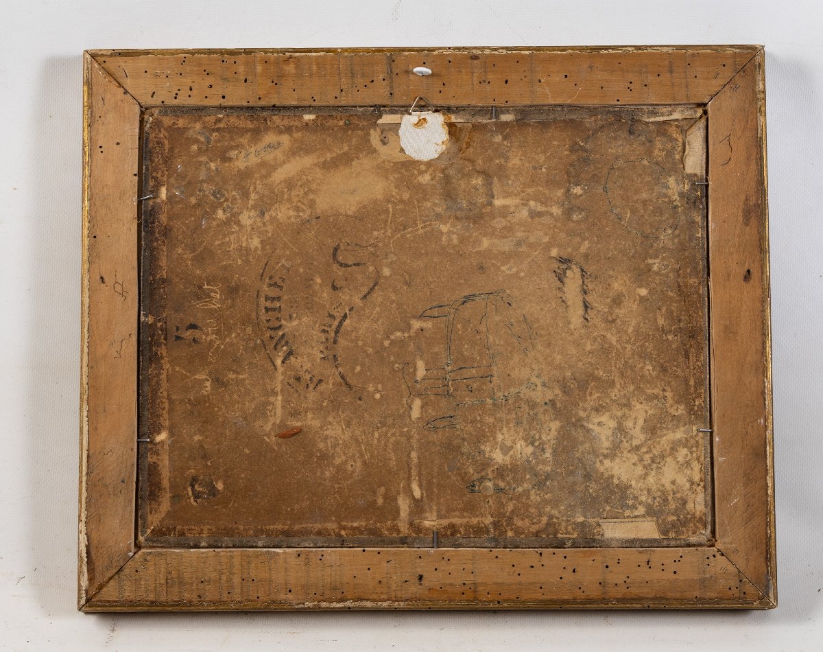 Antique Painting From The 19th Century - Oil On Panel - River Landscape With Bridge-photo-2