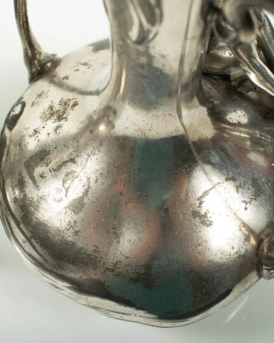 Rare Pair Of Art Nouveau Silver-plated Vases By Wmf, Circa 1900-photo-4