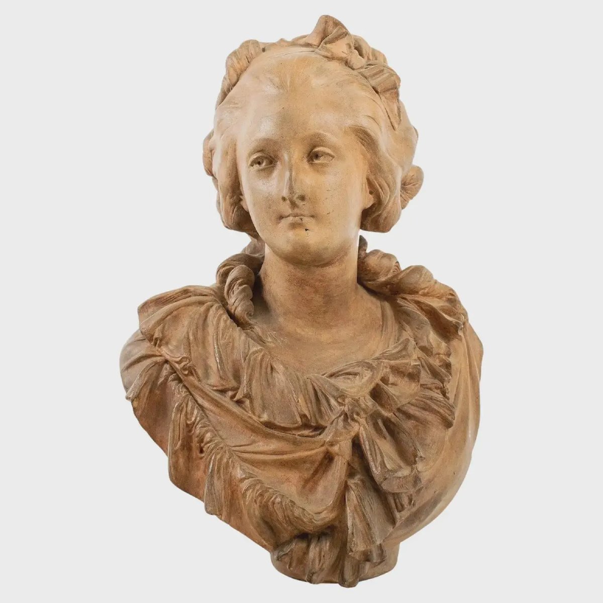 Albert-ernest Carrier-belleuse - Terracotta Bust Of A Young Woman, Circa 1870-photo-2