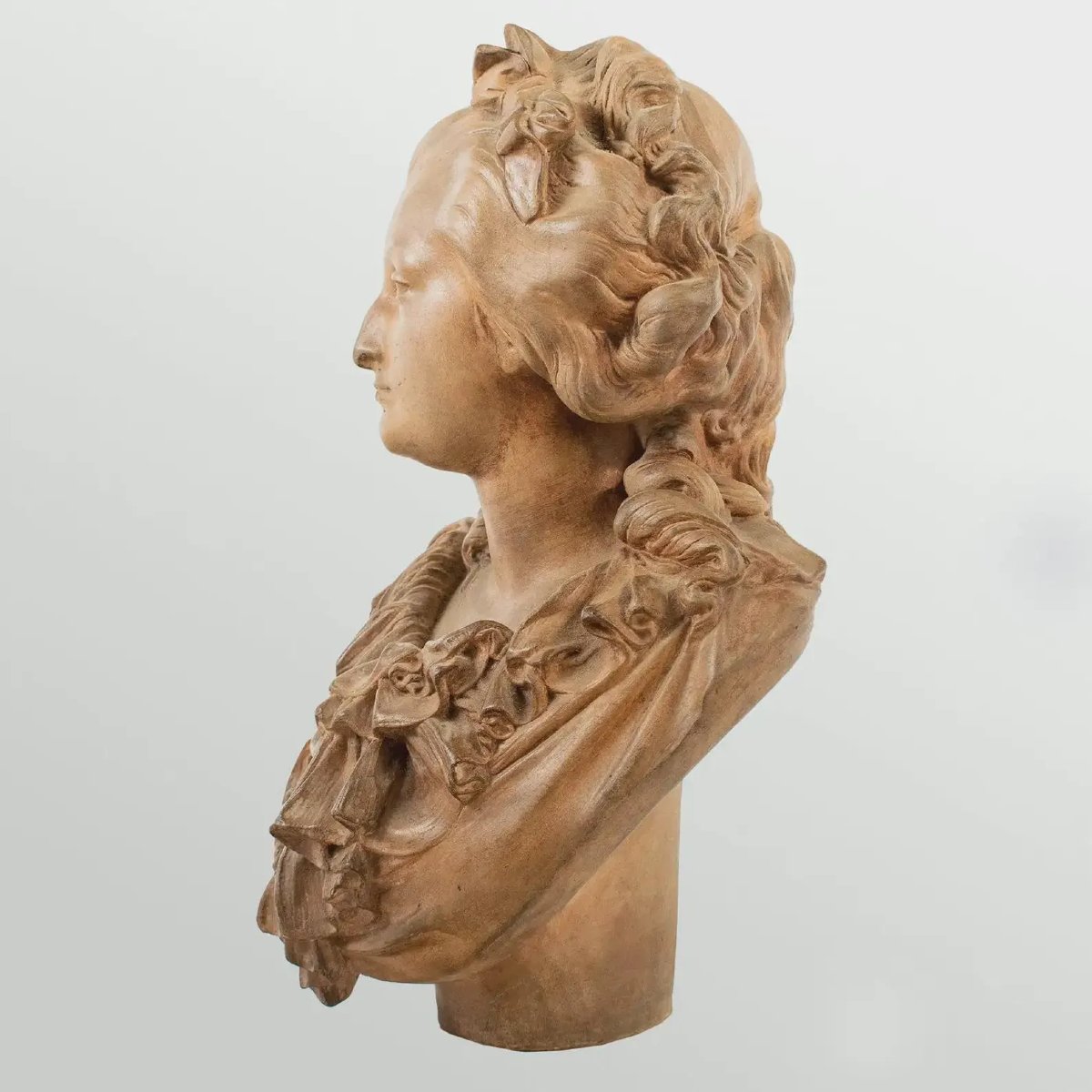 Albert-ernest Carrier-belleuse - Terracotta Bust Of A Young Woman, Circa 1870-photo-3