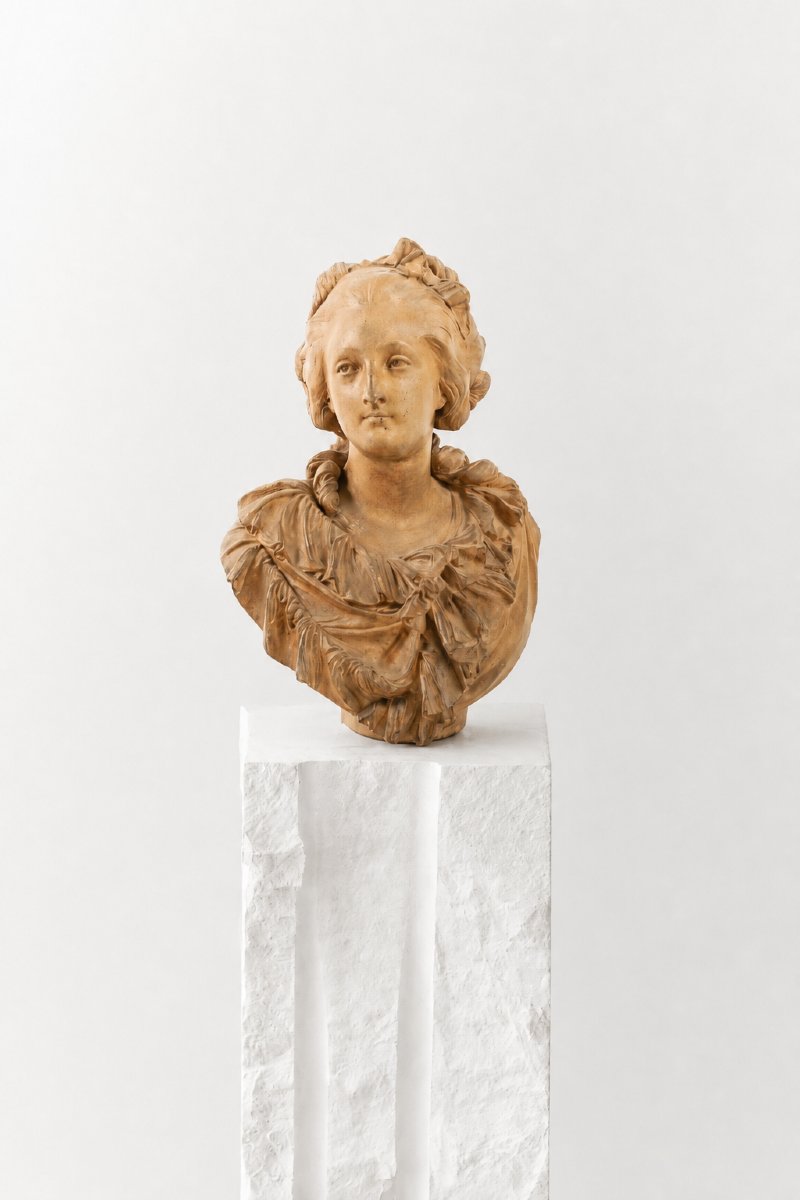 Albert-ernest Carrier-belleuse - Terracotta Bust Of A Young Woman, Circa 1870