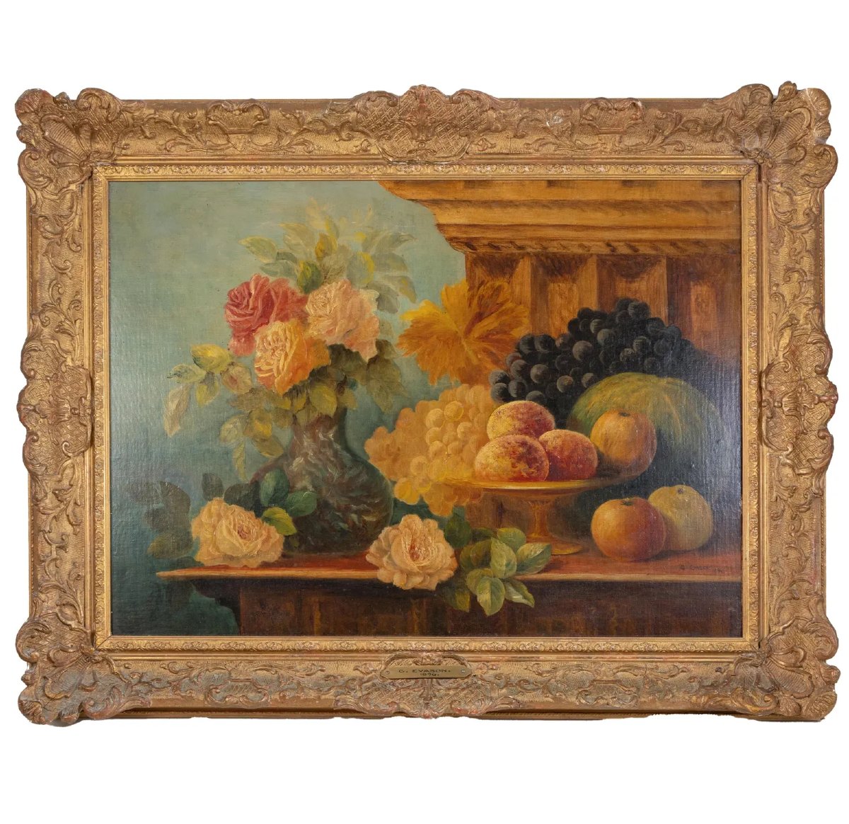 Nature morte ancienne de 1896 – Ancienne collection Manoir aux Quat’ Saisons-photo-2