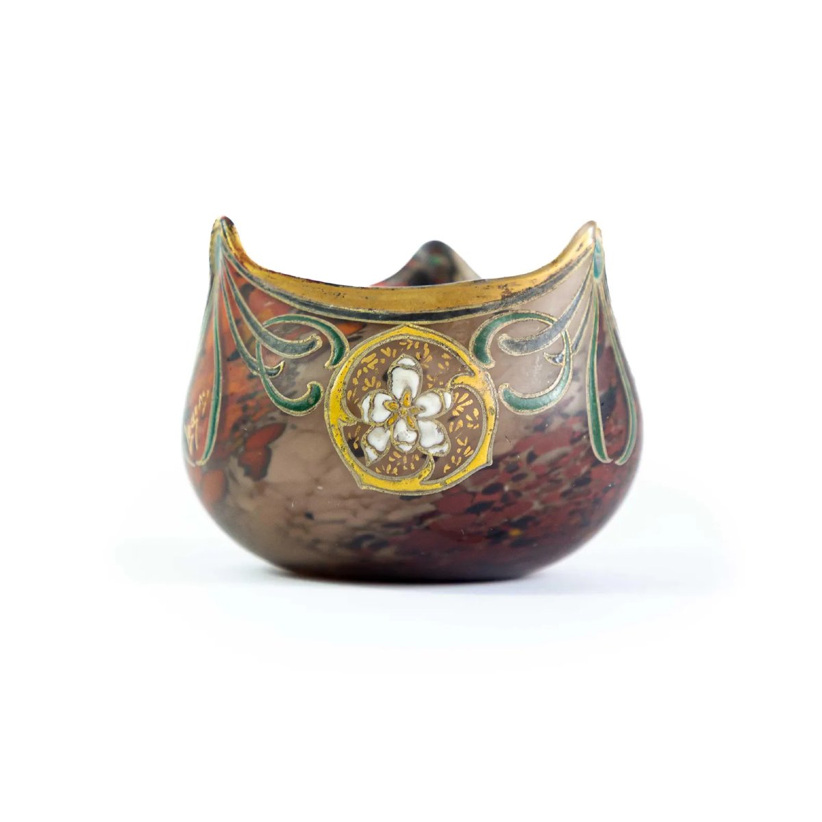 Legras — Vase boule Art Nouveau en verre soufflé, vers 1910-photo-2