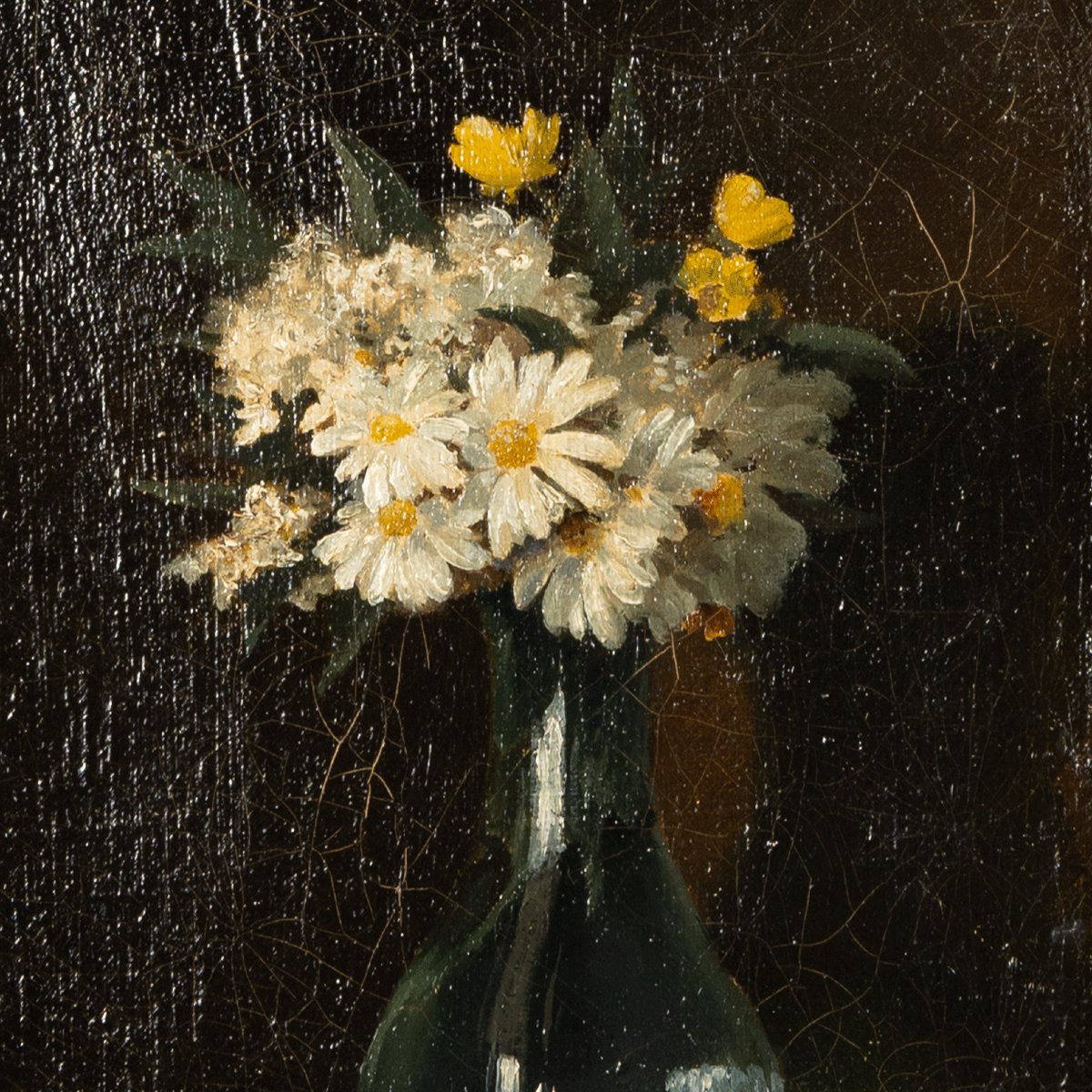 Peinture à l’huile française originale de 1887 — Nature morte florale par R. Leroux-photo-3