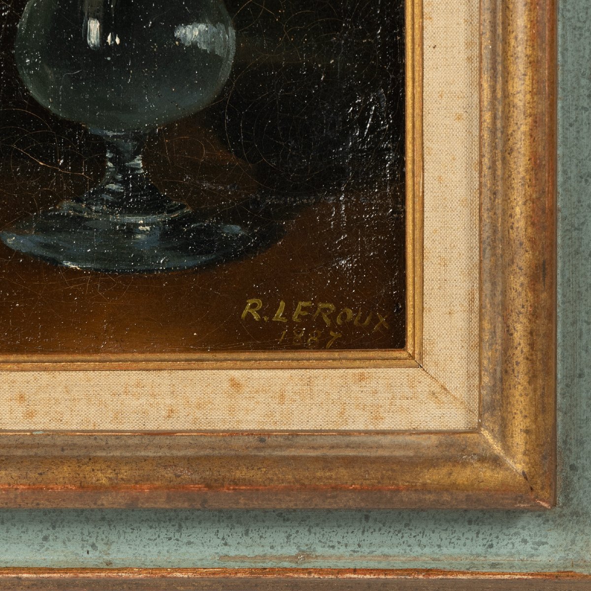 Peinture à l’huile française originale de 1887 — Nature morte florale par R. Leroux-photo-2
