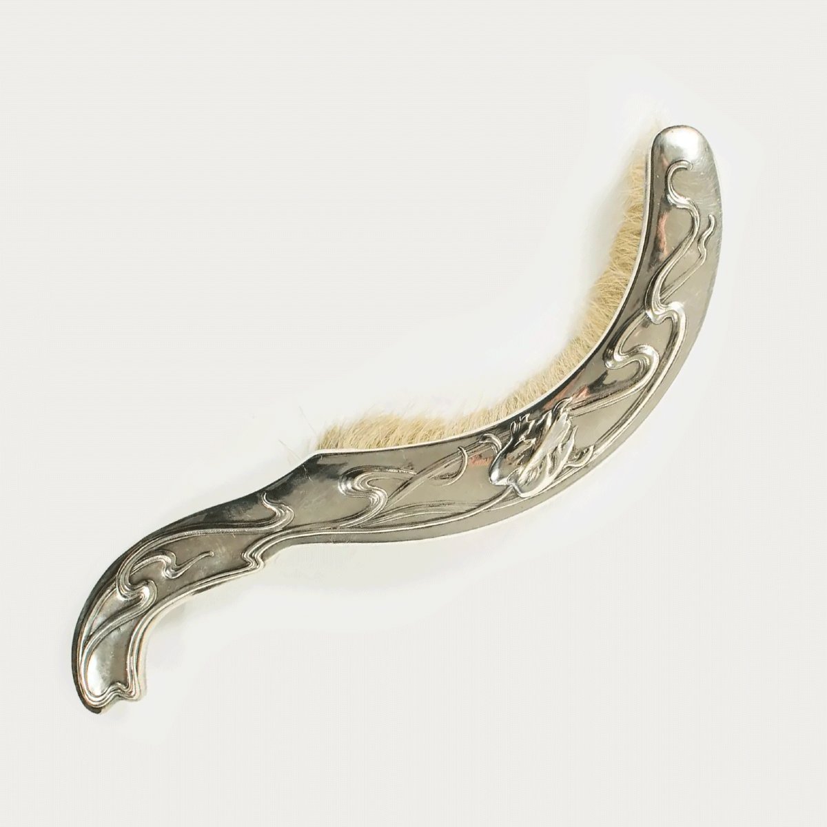 Ensemble ramasse-miettes Art Nouveau français en métal argenté par Victor Saglier-photo-4