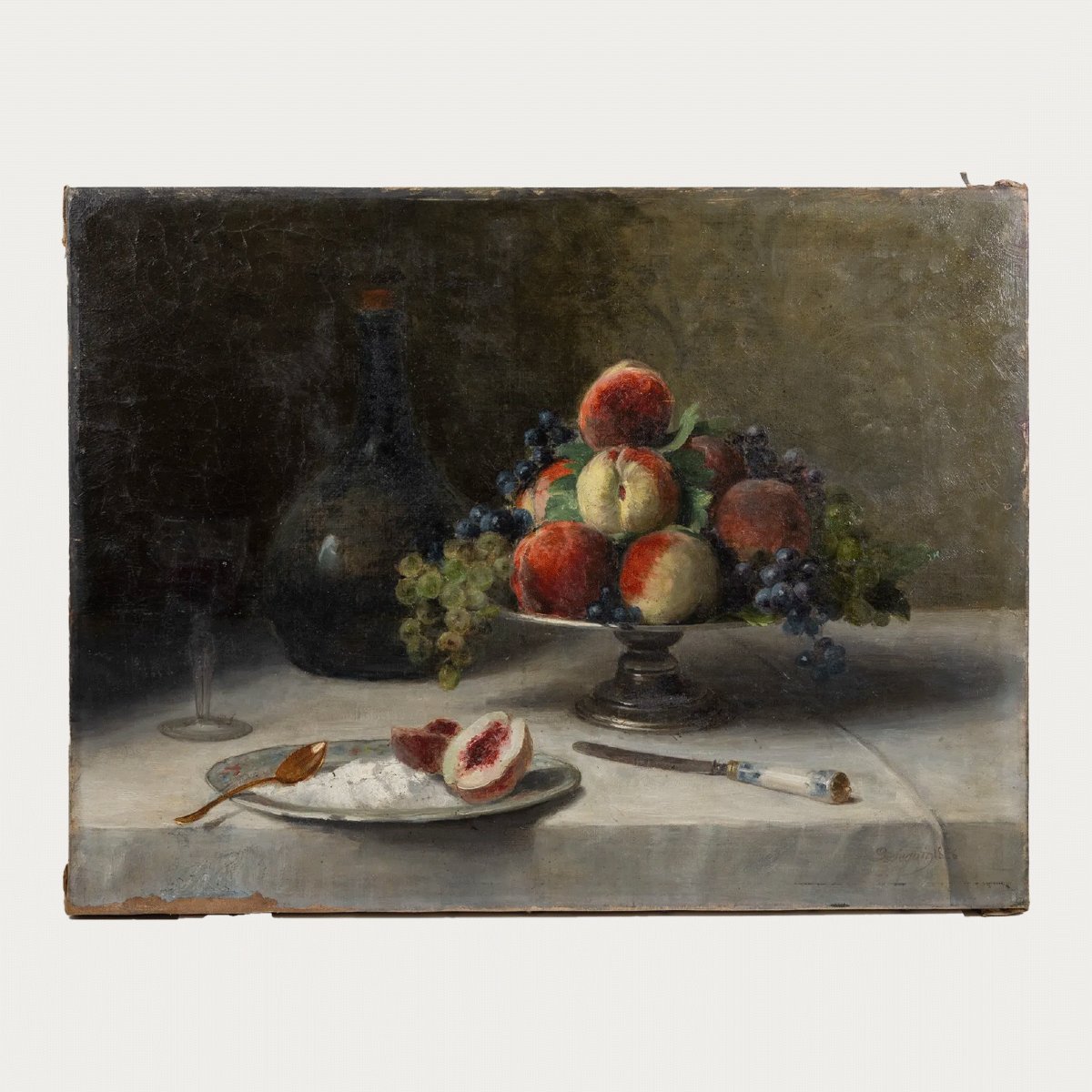 Nature morte française originale du XIXe siècle signée P. Seguin, 1886 -photo-2