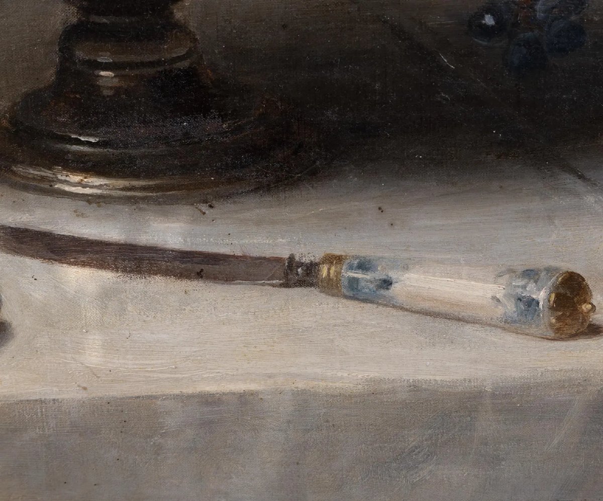 Nature morte française originale du XIXe siècle signée P. Seguin, 1886 -photo-1