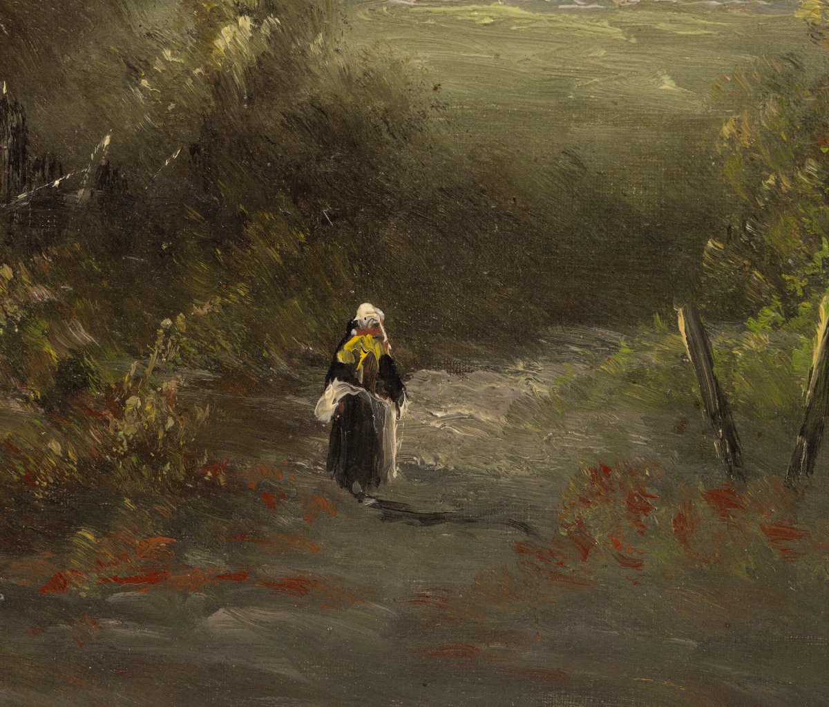 French Landscape, Barbizon School, Oil On Canvas, Signed J. Henry, Late 19th Century-photo-3