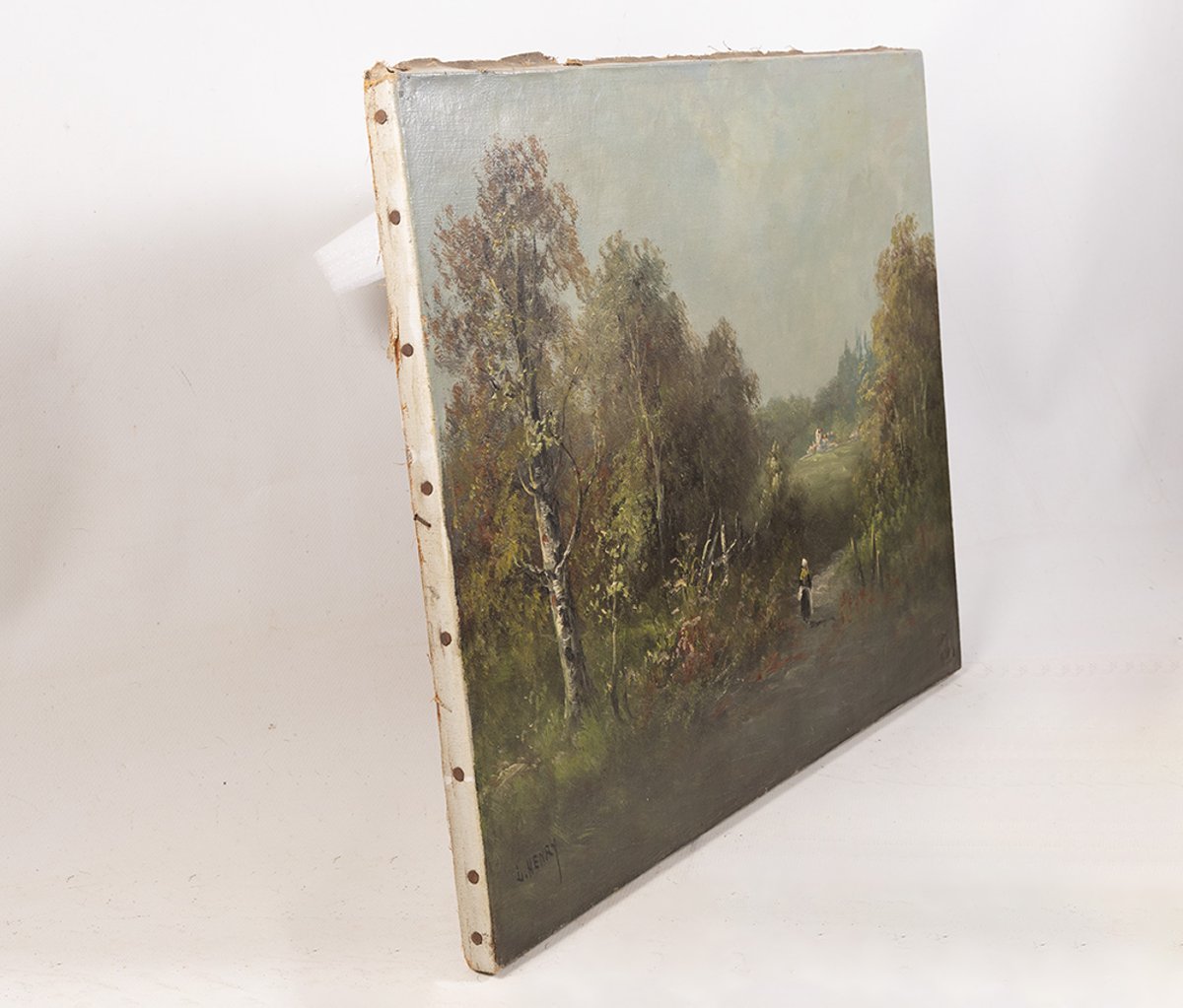 French Landscape, Barbizon School, Oil On Canvas, Signed J. Henry, Late 19th Century-photo-6