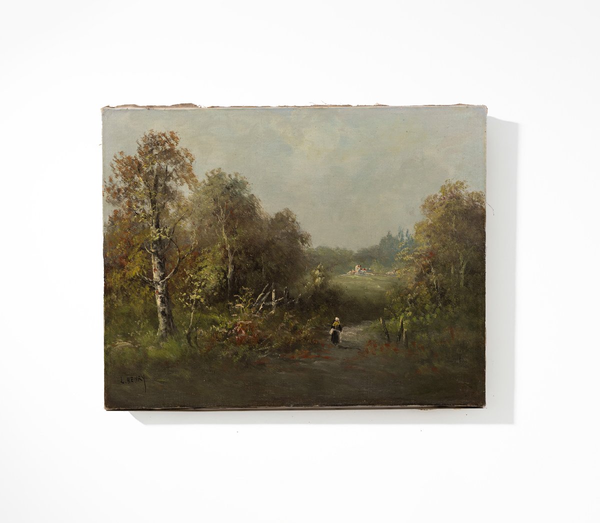 French Landscape, Barbizon School, Oil On Canvas, Signed J. Henry, Late 19th Century