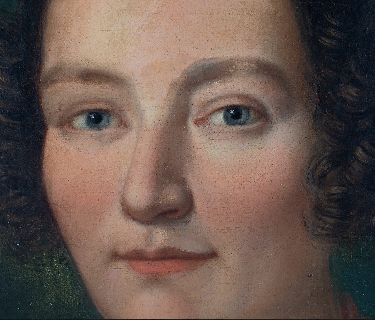 Portrait Of A Lady In A Silk Dress, French School Style (circa 1840)-photo-1