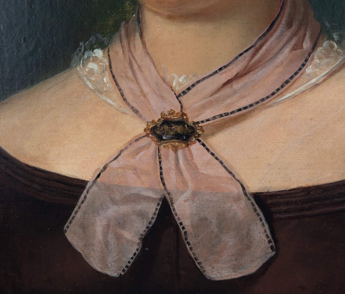 Portrait d'une Dame en Robe de Soie, Style école française (vers 1840)-photo-3