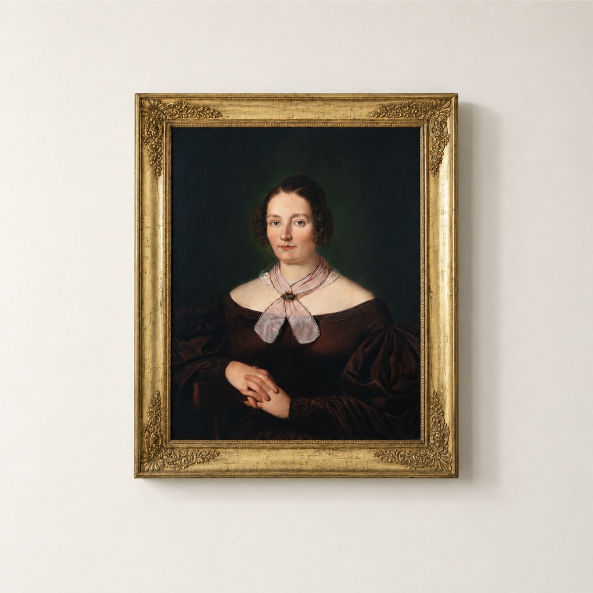 Portrait d'une Dame en Robe de Soie, Style école française (vers 1840)