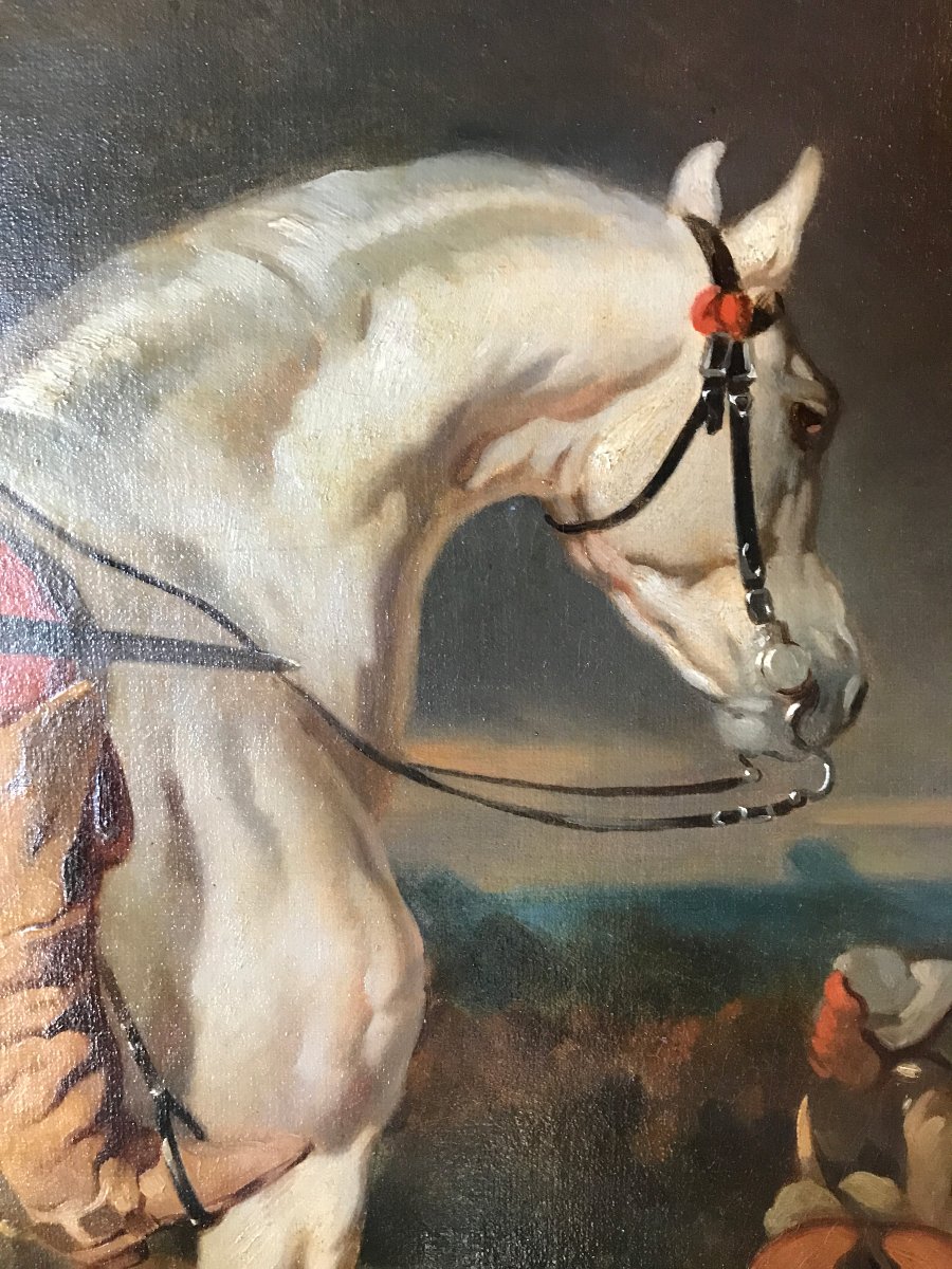 19th Century Oil On Canvas: Follower Of Alfred De Dreux - Capitaine Des Mousquetaires-photo-4