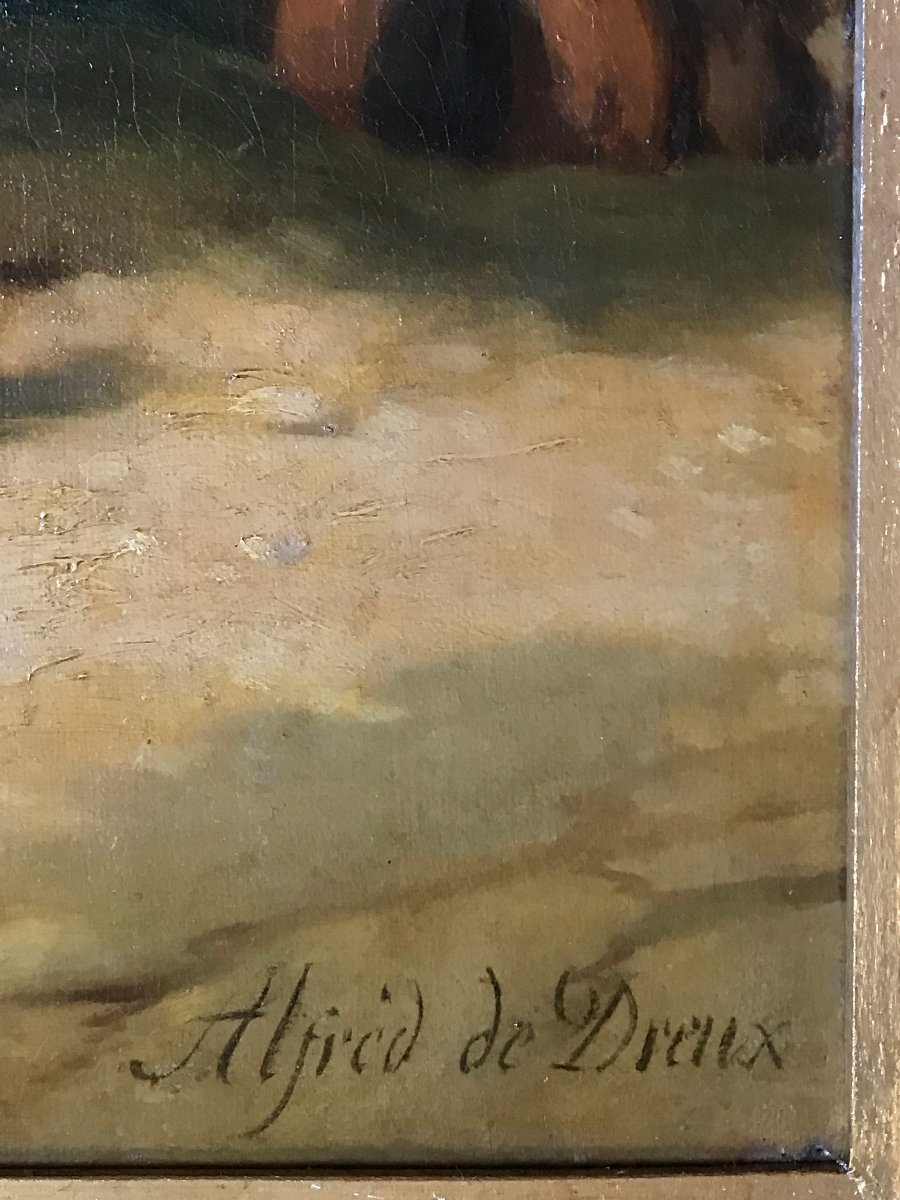 19th Century Oil On Canvas: Follower Of Alfred De Dreux - Capitaine Des Mousquetaires-photo-5