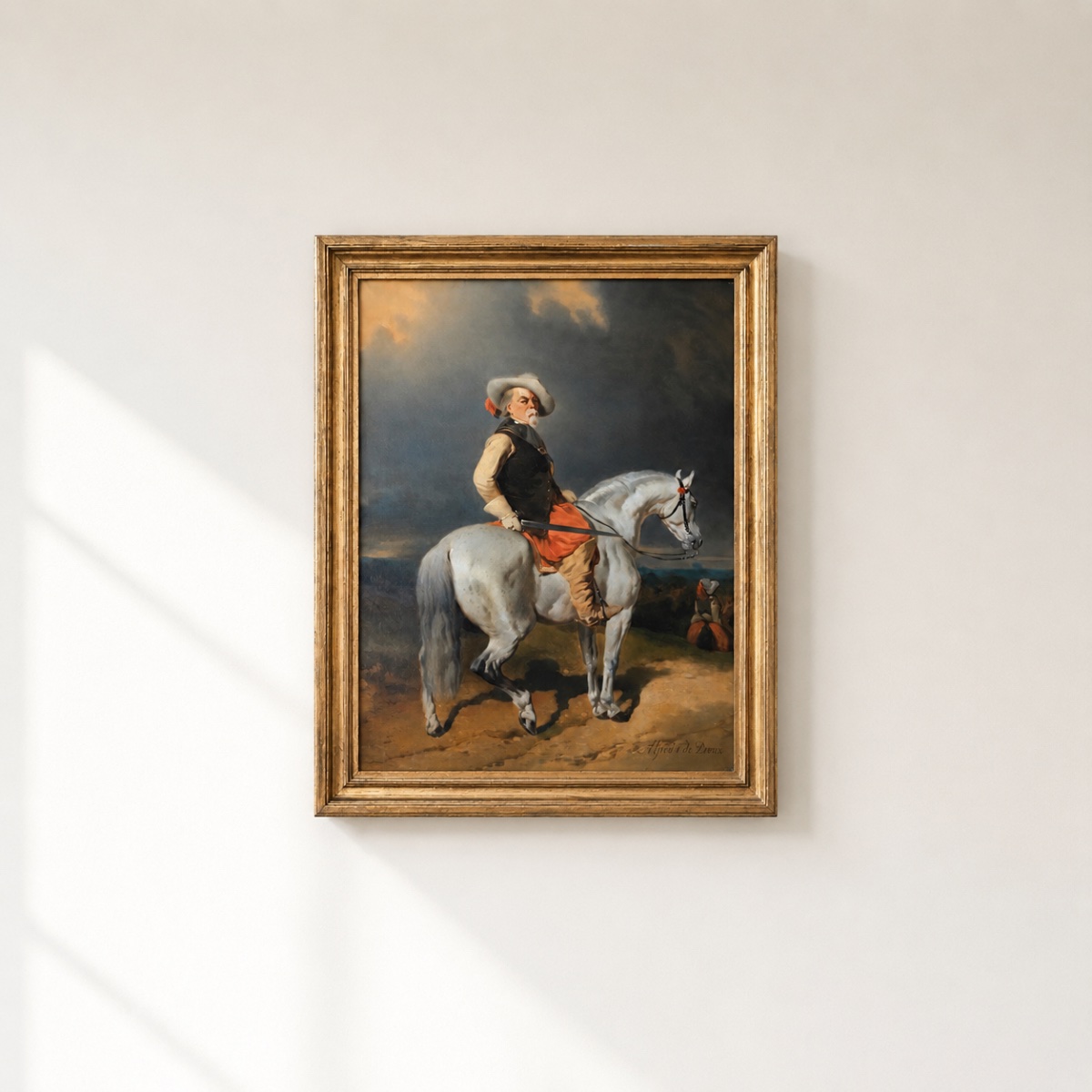 Huile sur toile du XIXe siècle : suiveur d'Alfred de Dreux – Capitaine des Mousquetaires