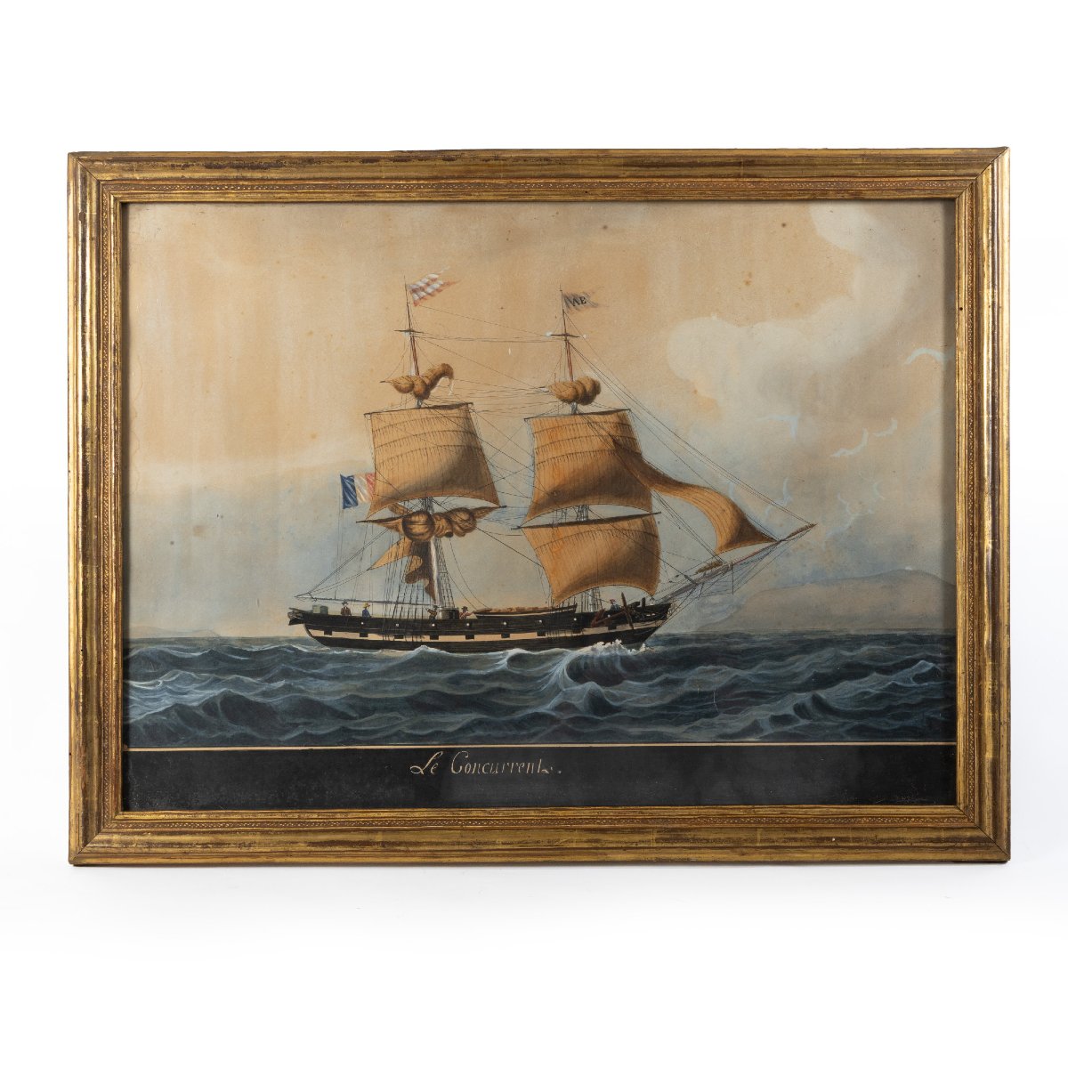 Portrait Of The Ship  La Concurrent By Joseph Honore Maxime Pellegrin (1793-1869)-photo-2