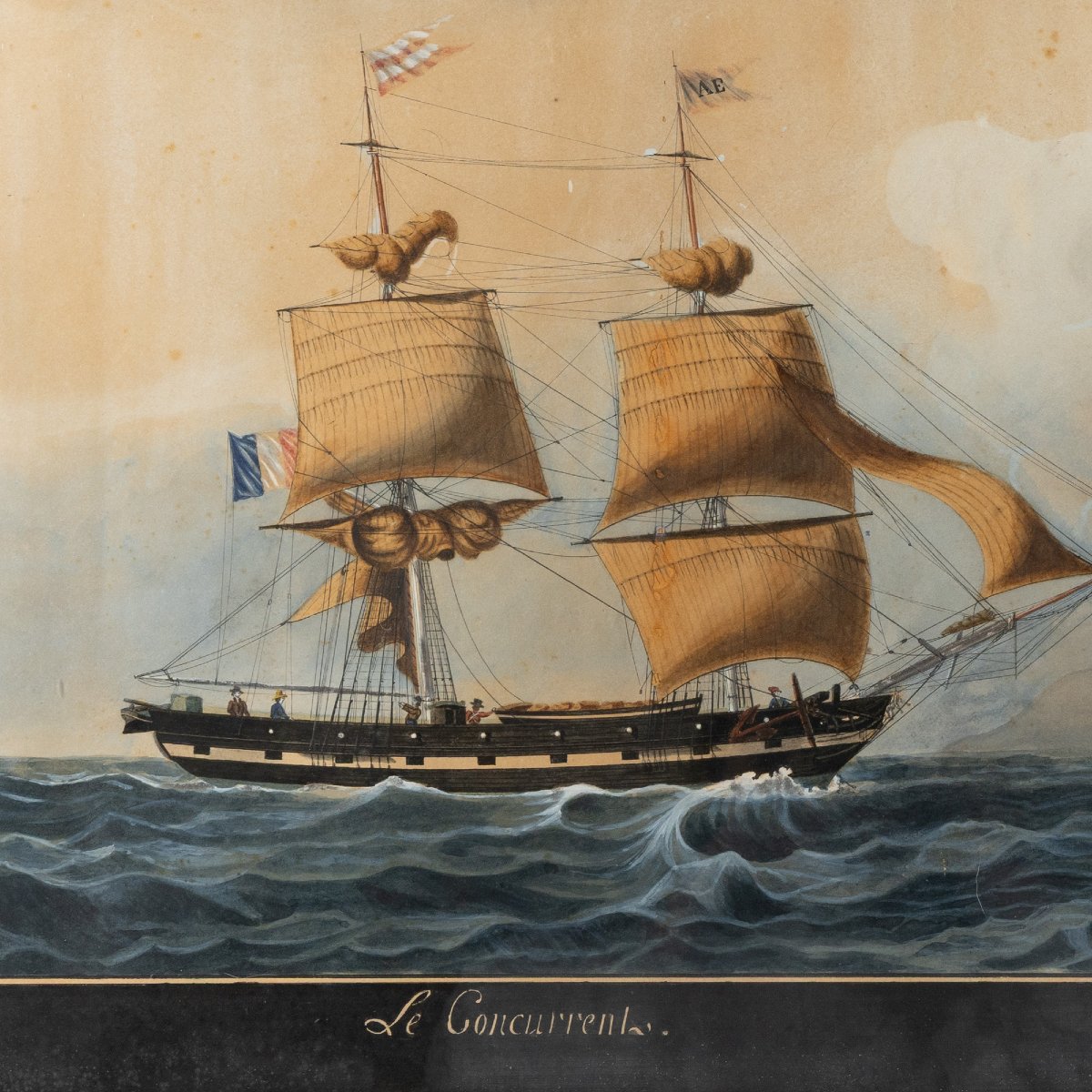 Portrait Of The Ship  La Concurrent By Joseph Honore Maxime Pellegrin (1793-1869)-photo-3