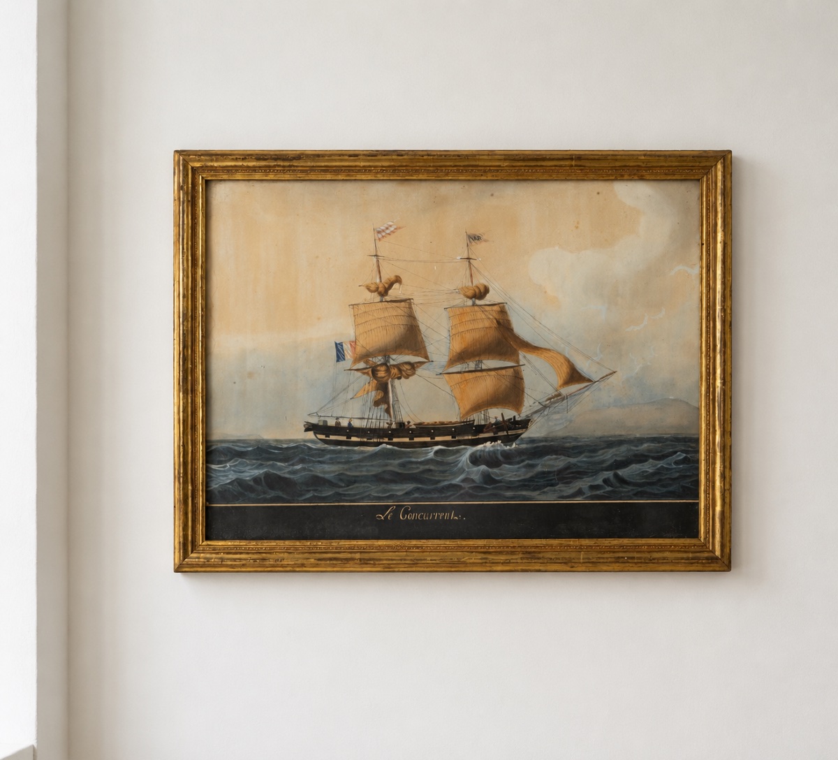 Portrait Of The Ship  La Concurrent By Joseph Honore Maxime Pellegrin (1793-1869)