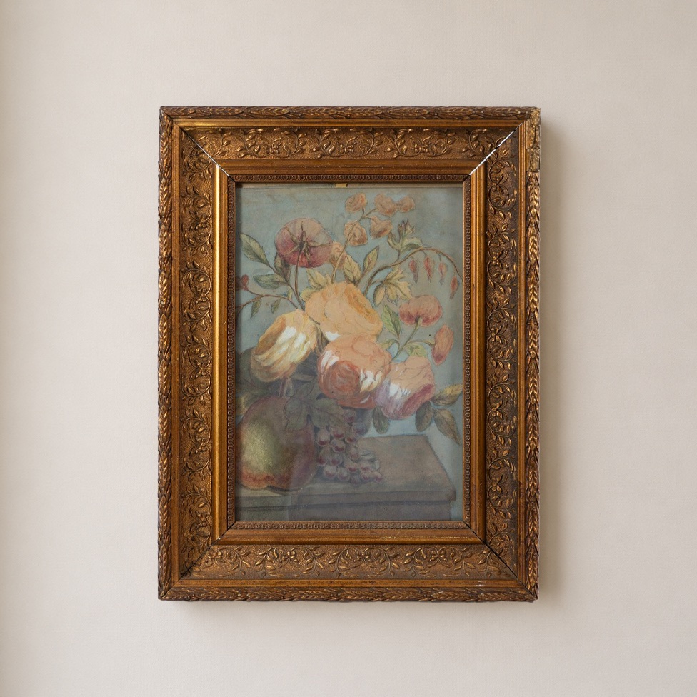 Still Life With Roses On An Entablature - French School Of The 19th Century