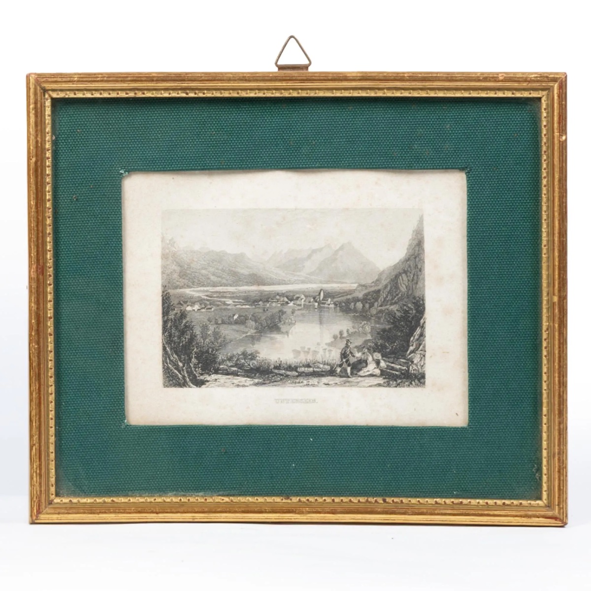 Pair Of Small Antique Steel Engravings – Swiss Mountain Landscapes-photo-3