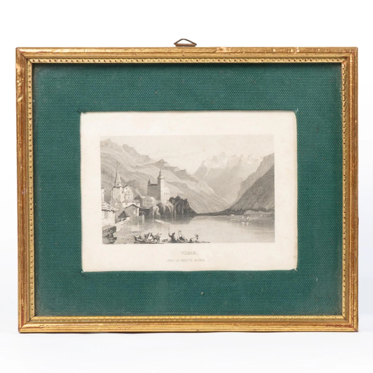 Pair Of Small Antique Steel Engravings – Swiss Mountain Landscapes-photo-2