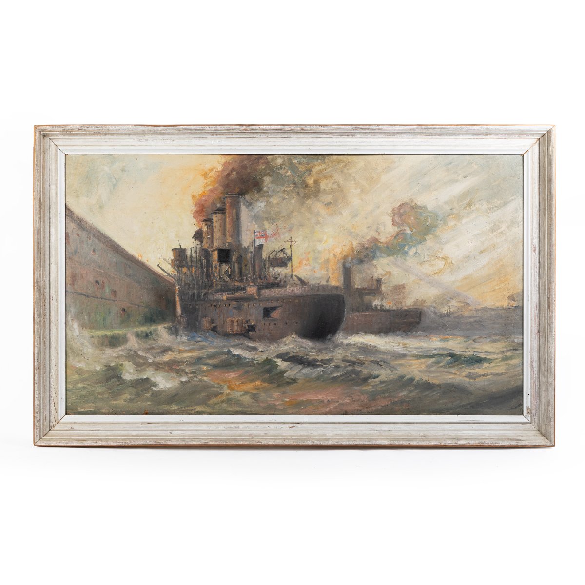 The Raid On Zeebrugge (1918) – Attributed To Charles John De Lacy (1856–1929) – Oil On Canvas-photo-2