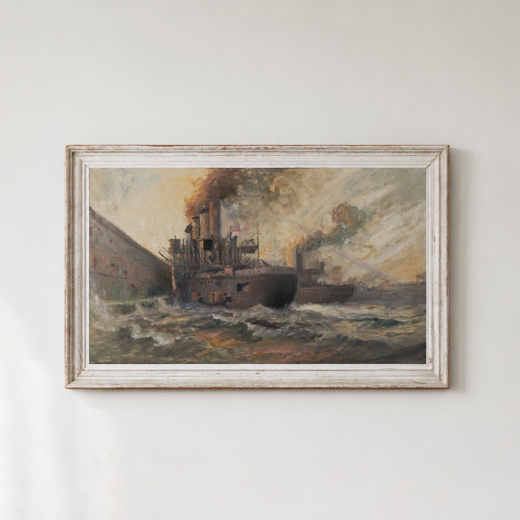 The Raid On Zeebrugge (1918) – Attributed To Charles John De Lacy (1856–1929) – Oil On Canvas