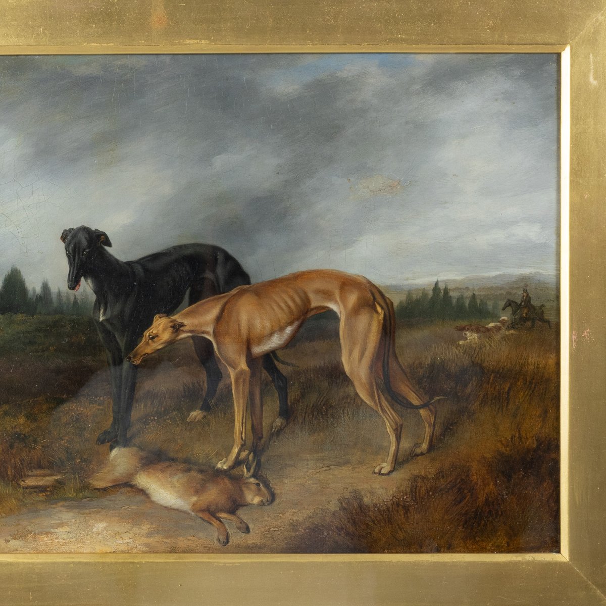 Scene Of A Greyhound Hunt – English School, Circa 1850, Oil On Canvas-photo-3