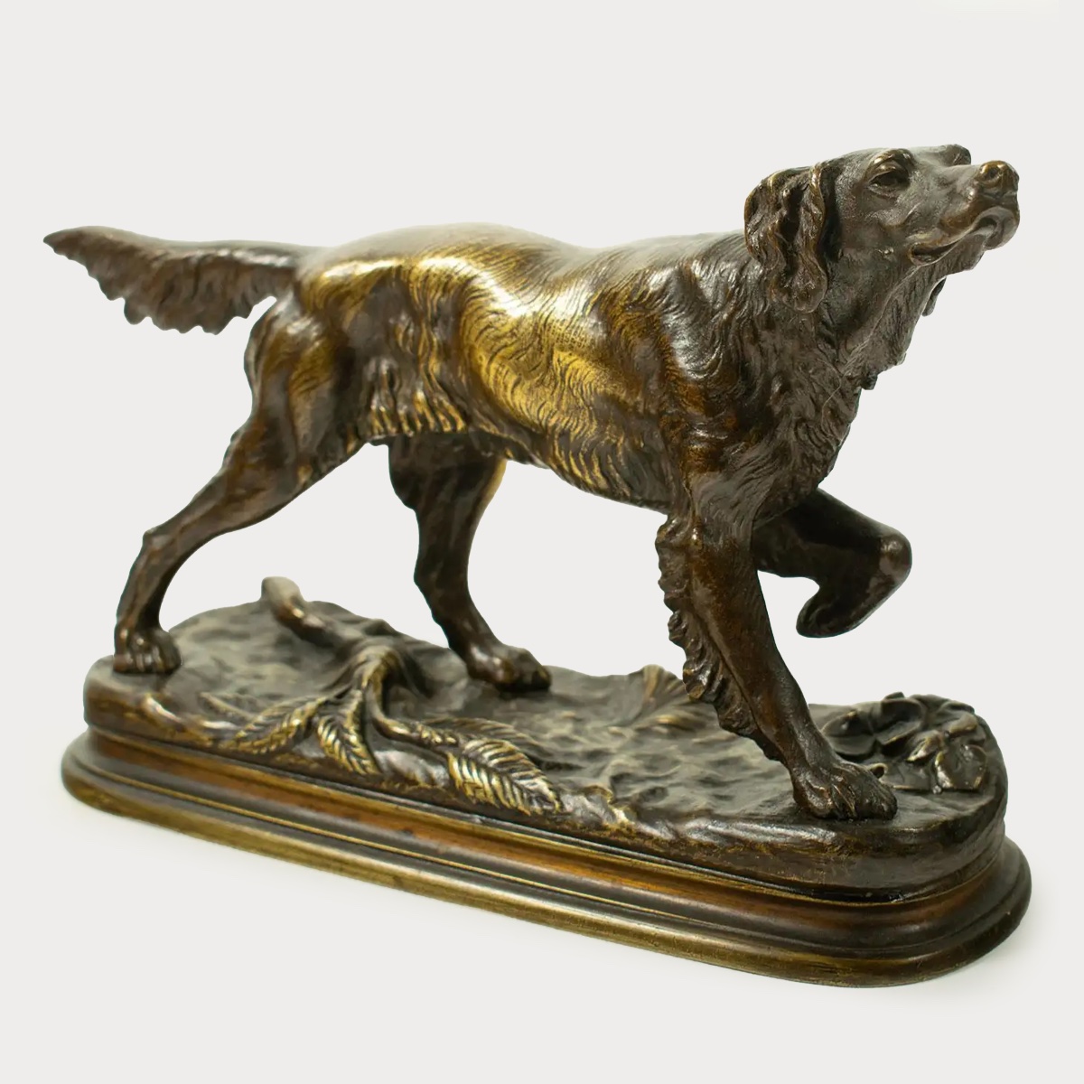 Sculpture en bronze de Jules Moigniez (1835–1894) – Épagneul de chasse, XIXᵉ siècle-photo-3