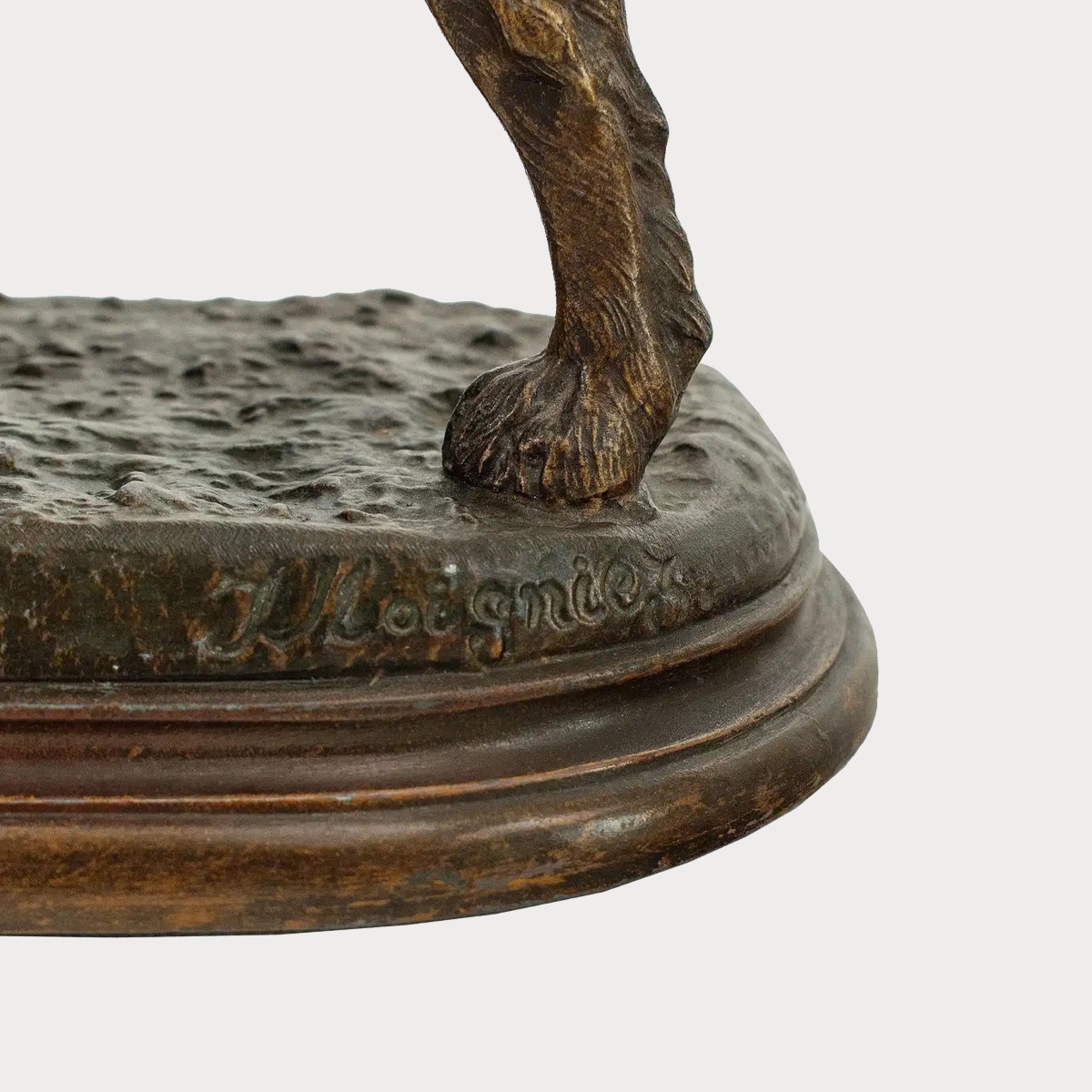 Sculpture en bronze de Jules Moigniez (1835–1894) – Épagneul de chasse, XIXᵉ siècle-photo-4