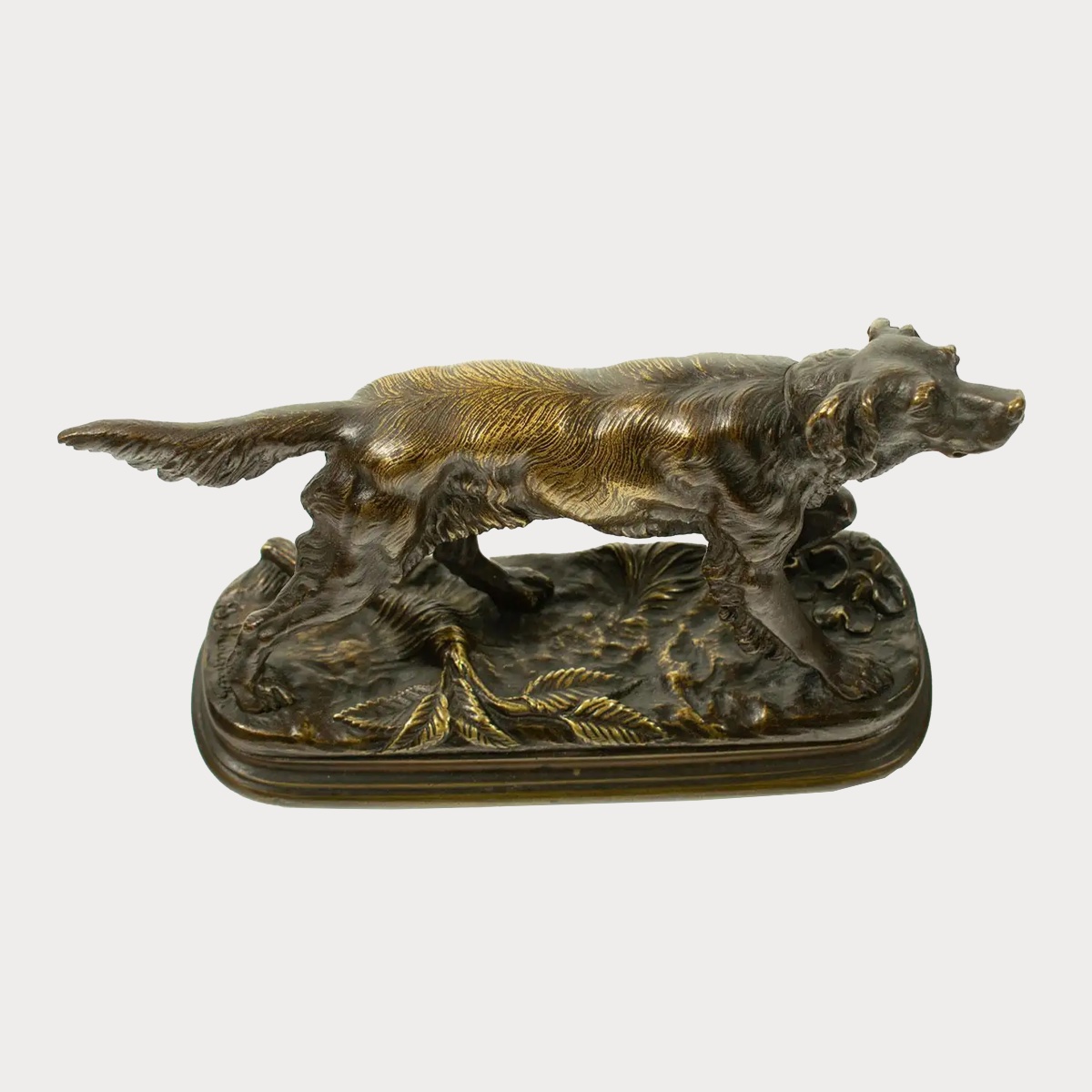 Sculpture en bronze de Jules Moigniez (1835–1894) – Épagneul de chasse, XIXᵉ siècle-photo-2
