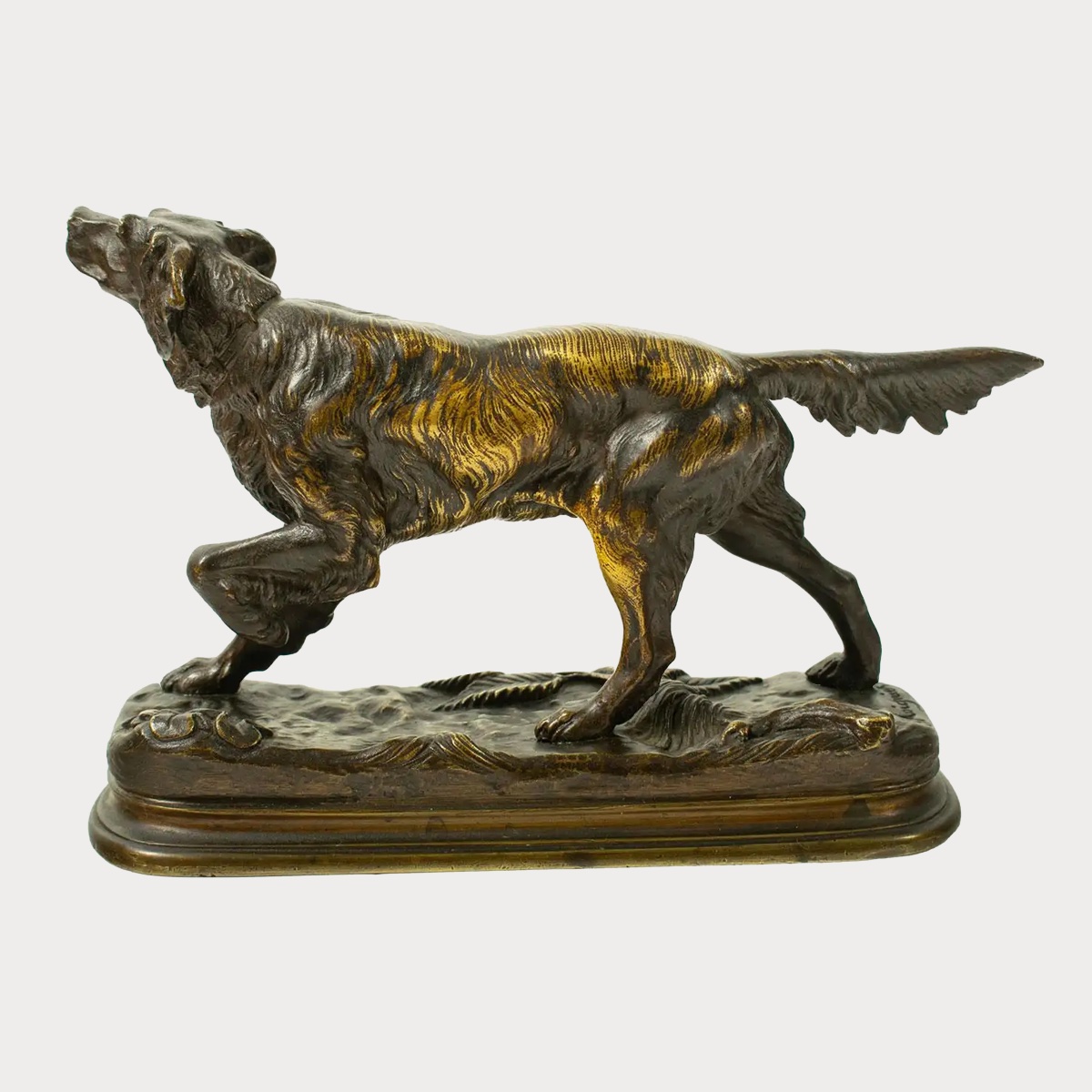 Sculpture en bronze de Jules Moigniez (1835–1894) – Épagneul de chasse, XIXᵉ siècle-photo-4