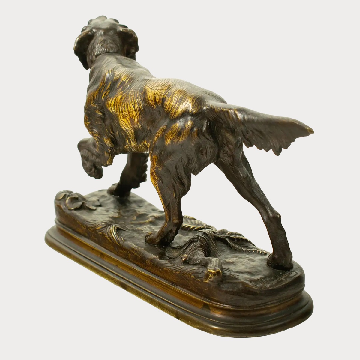 Sculpture en bronze de Jules Moigniez (1835–1894) – Épagneul de chasse, XIXᵉ siècle-photo-5