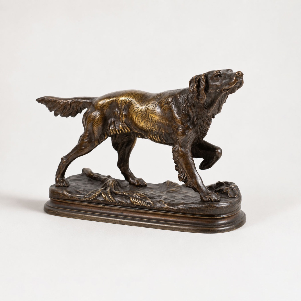 Sculpture en bronze de Jules Moigniez (1835–1894) – Épagneul de chasse, XIXᵉ siècle