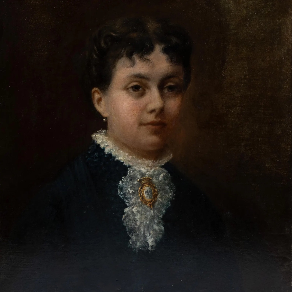 Portrait Said To Be Of Alice De Retz With Her Coat Of Arms – 19th-century French School – Oil On Canvas-photo-3