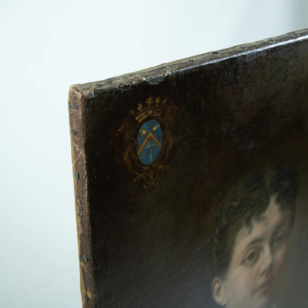 Portrait Said To Be Of Alice De Retz With Her Coat Of Arms – 19th-century French School – Oil On Canvas-photo-1