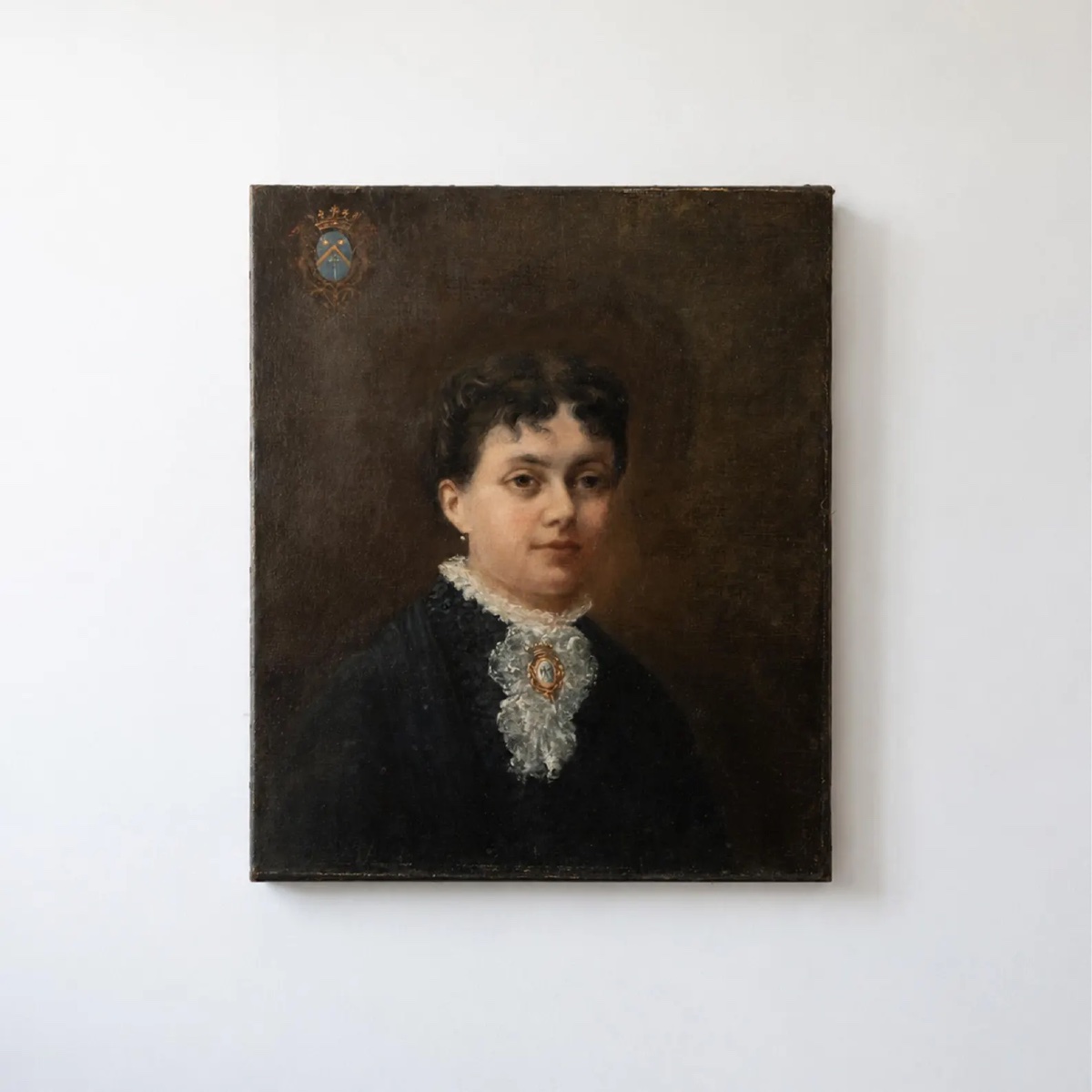 Portrait Said To Be Of Alice De Retz With Her Coat Of Arms – 19th-century French School – Oil On Canvas