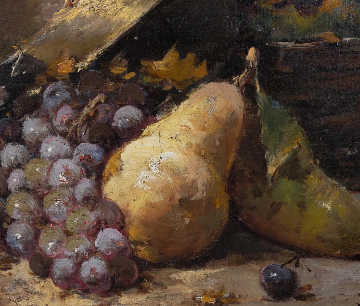 Laurence – Still Life With Grapes And Pears – 19th-century Oil On Canvas-photo-4